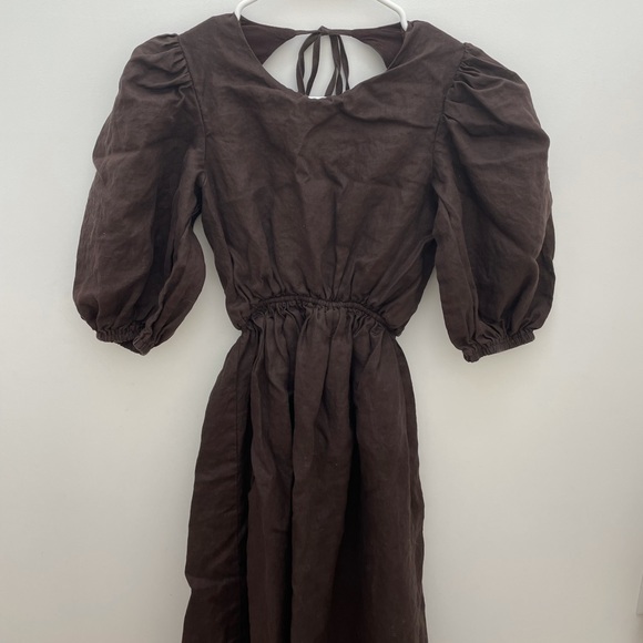 DISSH CLAUDIA DARK CHOC LINEN MIDI DRESS - Picture 5 of 9